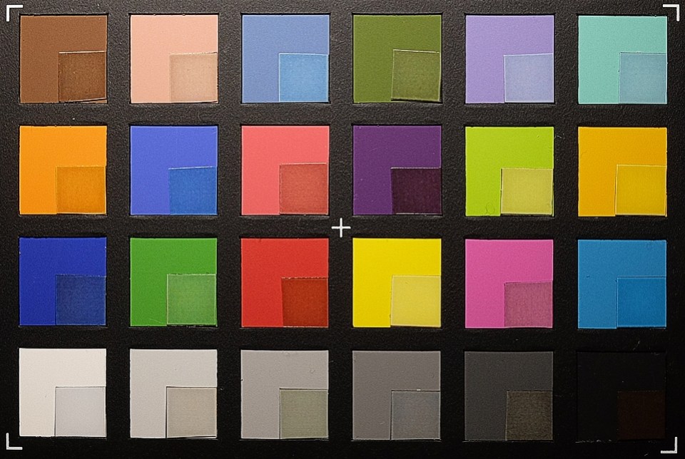 Color patches laid over colorchecker for comparison